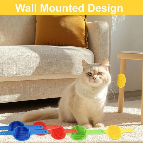 4 Pcs Silicone Grooming Strap Pad for Cats, Adjustable Rubber Cat Self Groomer Corner Scratcher, Cat Face Scratchers Massager for Long Short Hair, Self Grooming Cats Brush Rubbing Post Accessories in Kuwait