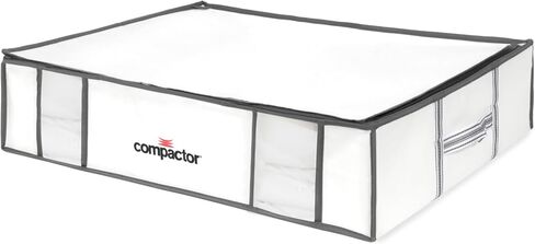 حقيبة تخزين مكنسة كهربائية شبه صلبة من COMPACTOR، حقيبة تخزين مكنسة كهربائية من مادة البولي بروبيلين + نايلون موفرة للمساحة، منظم تخزين مكعب لتنظيم خزانة الملابس مع صندوق أبيض شبه صلب (XX-Large، أبيض | LIFE) in Kuwait