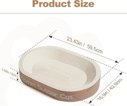 23.43"x16.9" Huge Cat Scratcher Bowl Heavy-Duty White Cardboard Cat Scratcher Bed - Durable Oval Scratching Pad & Lounge Bed with Bonus Mini Scratching Board(White) in Saudi Arabia