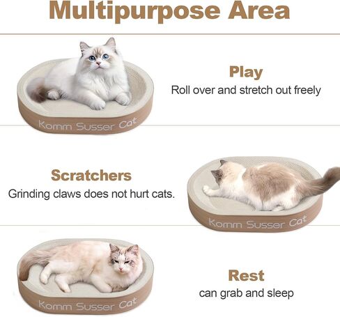 23.43"x16.9" Huge Cat Scratcher Bowl Heavy-Duty White Cardboard Cat Scratcher Bed - Durable Oval Scratching Pad & Lounge Bed with Bonus Mini Scratching Board(White) in Saudi Arabia