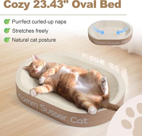 23.43"x16.9" Huge Cat Scratcher Bowl Heavy-Duty White Cardboard Cat Scratcher Bed - Durable Oval Scratching Pad & Lounge Bed with Bonus Mini Scratching Board(White) in Saudi Arabia