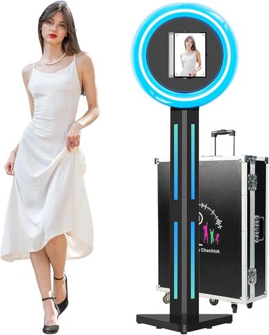 Portable Photo Booth Compatible with Any Ipad, Separable Triangular Ipad Photo Booth for Christmas Wedding Party Shell Stand Software APP Control Ring Light, Flight Case in Saudi Arabia