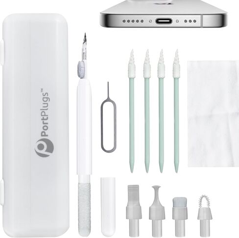 11-in-1 iPhone Cleaning Kit – Multi-Tool Cleaner for Charging Ports, Compatible with Lightning Cables, Connectors & Type C, Universal Brush for iPhone & Android – Travel Case Included in Saudi Arabia