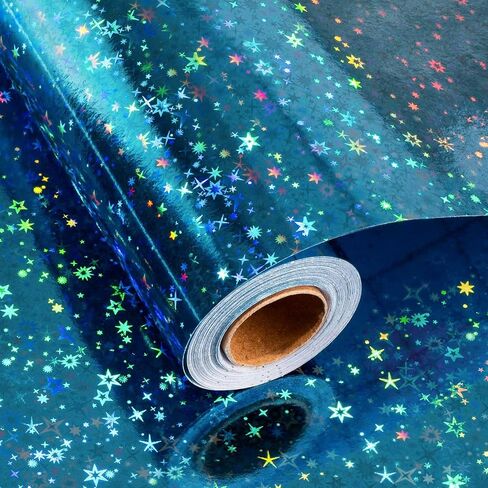 Merture Blue Holographic Paper Roll ، لف هدايا الفضاء الأزرق مع تصميم مجرة ​​مشرقة لعيد الميلاد ، استحمام الطفل ، عيد الميلاد ، عيد الأب ، الأعشاب الضارة - 17 في × 32.8 قدم (46.5 قدم مربع) in Kuwait