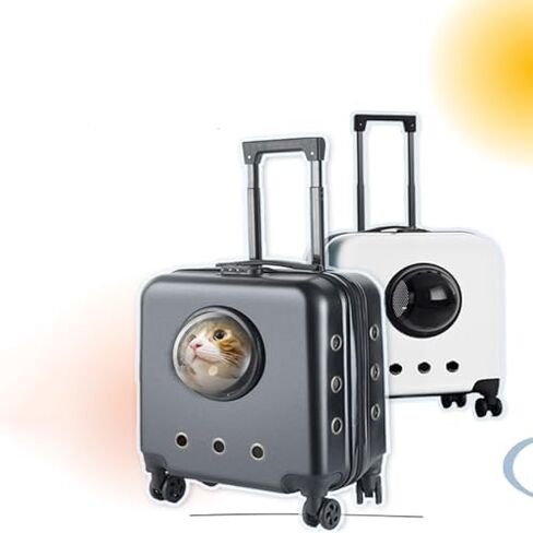 Pet Stroller with Wheels, Rollable Pet Trolley, Breathable and Comfortable Pet Luggage for Flight Camping Outdoor Use (Color : White-A) in Saudi Arabia