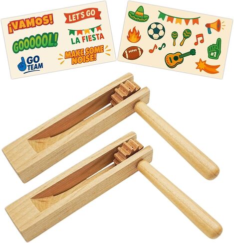 تشمل Matracas Matracas Wooden Mexicanas-صانعي الضوضاء الصاخبة للتخرج ، وألعاب كرة القدم ، والحفلات ، وأحداث العيد-ملصقات مكسيكية مكافأة-5.4 × 5.7 بوصة (2 حزمة ، 2 ، Count) in Kuwait