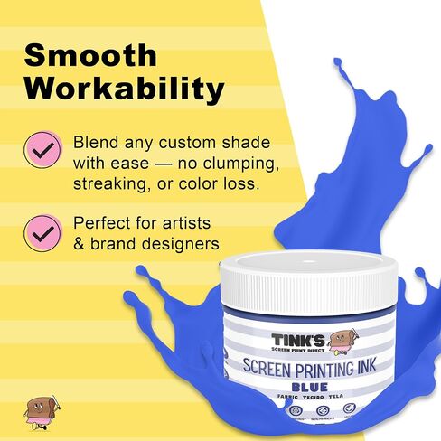 Tink's® Screen Printing Ink Yellow 8oz. - Fabric Paint for Cotton and Polyester and More, Water Based Ink for Silk Screens, Opaque Fabric Paint - Paintmaking Supplies for T-Shirt, Screen Print Direct® in Saudi Arabia