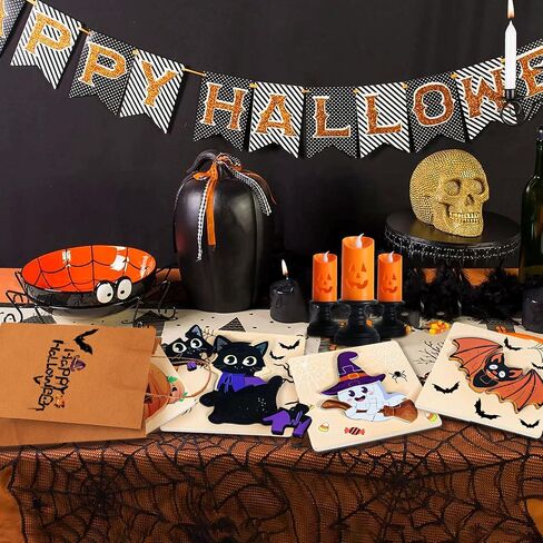 4Pack Halloween Buzzles Wooden for Choodlers - ألعاب التعلم التعليمي ، ولغز بانوراما لصالح الحفلات ، واللوازم ، والأطفال ، والفتيان ، والبنات - تعامل مع حقائب الصالح. in Kuwait