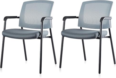 CLATINA Office Reception Guest Chair Mesh Back Stacking with Ergonomic Lumbar Support and Thickened Seat Cushion for Waiting Conference Room (4 Pack, Grey) in Saudi Arabia