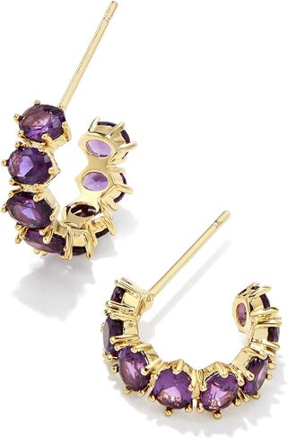 Kendra Scott Cailin 14k Gold-Plated Brass Crystal Huggie Earrings in Blue Crystal, Fashion Jewelry For Women in Saudi Arabia