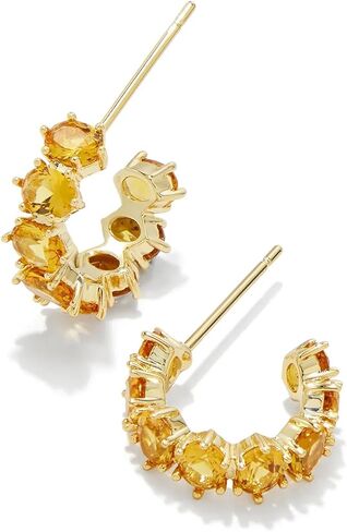 Kendra Scott Cailin 14k Gold-Plated Brass Crystal Huggie Earrings in Blue Crystal, Fashion Jewelry For Women in Saudi Arabia