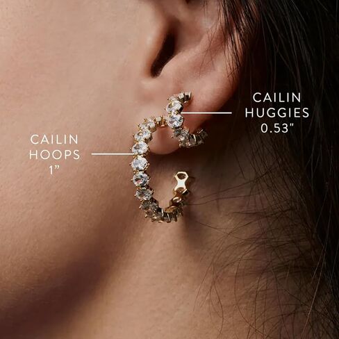 Kendra Scott Cailin 14k Gold-Plated Brass Crystal Huggie Earrings in Blue Crystal, Fashion Jewelry For Women in Saudi Arabia