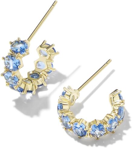 Kendra Scott Cailin 14k Gold-Plated Brass Crystal Huggie Earrings in Blue Crystal, Fashion Jewelry For Women in Saudi Arabia