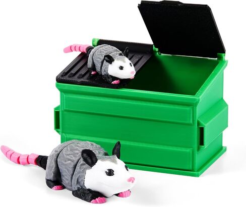 Soulchen 3D مطبوعة Opossum 3D الحيوانات المطبوعة المطبوعة القمامة أو opossum و trashcan التعبير تململ ديكورات مكتب القمامة حامل قلم رصاص هدايا الجدة ملحقات المكاتب للزملاء في العمل الرجال in Kuwait