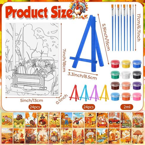 Blosssound 24 Pack Easter Watercolor Pre Drawn Canvas to Paint Pre Printed Canvas Painting Kits Bulk with Easel Paint Pots Brushes for Adult Sip Party Student Beginner Birthday DIY in Kuwait