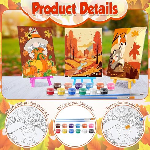 Blosssound 24 Pack Easter Watercolor Pre Drawn Canvas to Paint Pre Printed Canvas Painting Kits Bulk with Easel Paint Pots Brushes for Adult Sip Party Student Beginner Birthday DIY in Kuwait