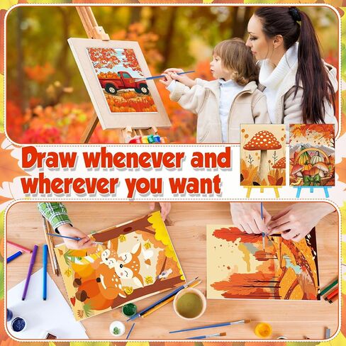 Blosssound 24 Pack Easter Watercolor Pre Drawn Canvas to Paint Pre Printed Canvas Painting Kits Bulk with Easel Paint Pots Brushes for Adult Sip Party Student Beginner Birthday DIY in Kuwait