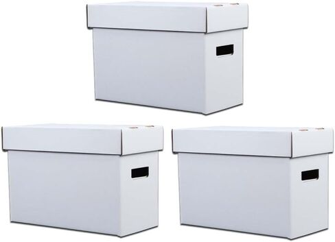 PIT66 5 Pcs Comic Book Storage Boxes, Holds 150-175 Comics Each, Collapsible, Stackable, Moistureproof, White, 15.83"L x 11.42"W x 7.87"H in Saudi Arabia
