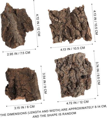 4pcs cork bark reptile decor natural tree bark clight reptiles terrariums background cork wood habitat tank decoration for snake basking lizard rip in Kuwait