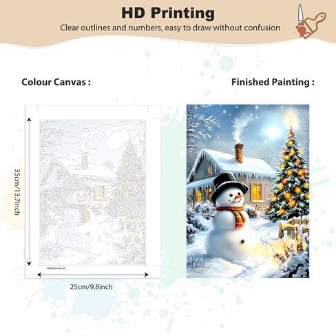 EOBROMD Christmas Framed Paint by Numbers Kits for Adults, Winter DIY Kits Crafts for Beginner on Stretched Canvas, Christmas 3 Brushes and Acrylic Paint for Home Decor 10x14inch in Saudi Arabia