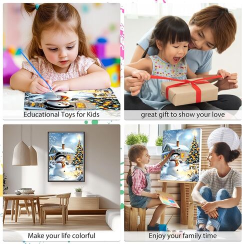 EOBROMD Christmas Framed Paint by Numbers Kits for Adults, Winter DIY Kits Crafts for Beginner on Stretched Canvas, Christmas 3 Brushes and Acrylic Paint for Home Decor 10x14inch in Saudi Arabia
