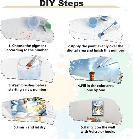 EOBROMD Christmas Framed Paint by Numbers Kits for Adults, Winter DIY Kits Crafts for Beginner on Stretched Canvas, Christmas 3 Brushes and Acrylic Paint for Home Decor 10x14inch in Saudi Arabia