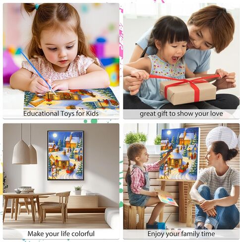 EOBROMD Christmas Framed Paint by Numbers Kits for Adults, Winter DIY Kits Crafts for Beginner on Stretched Canvas, Christmas 3 Brushes and Acrylic Paint for Home Decor 10x14inch in Saudi Arabia