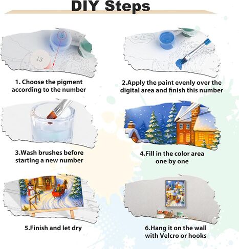 EOBROMD Christmas Framed Paint by Numbers Kits for Adults, Winter DIY Kits Crafts for Beginner on Stretched Canvas, Christmas 3 Brushes and Acrylic Paint for Home Decor 10x14inch in Saudi Arabia