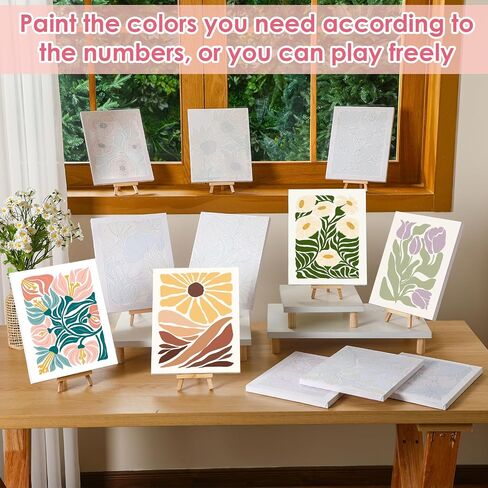 RoundFunny 12 Set Paint by Numbers Kit for Adults Flowers Painting 8x10 in Kuwait