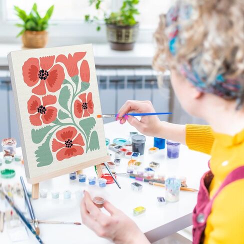 RoundFunny 12 Set Paint by Numbers Kit for Adults Flowers Painting 8x10 in Kuwait