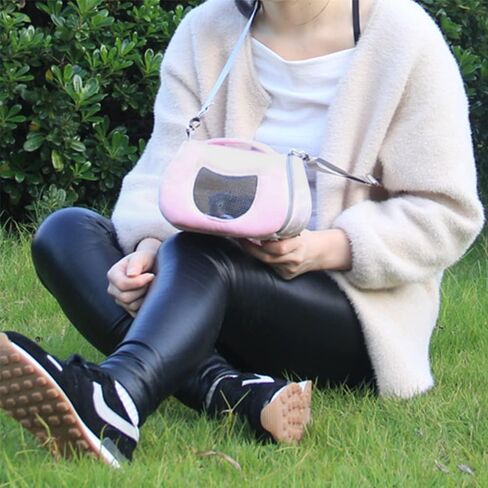 ANIAC Small Pet Carrier Bag with Adjustble Shoulder Strap Hamster Travel cage Breathable Rat Carrier Portable Travel Carrier for Guinea Pig Birds Bearded Dragon Hedgehog (Large, Pink) in Saudi Arabia