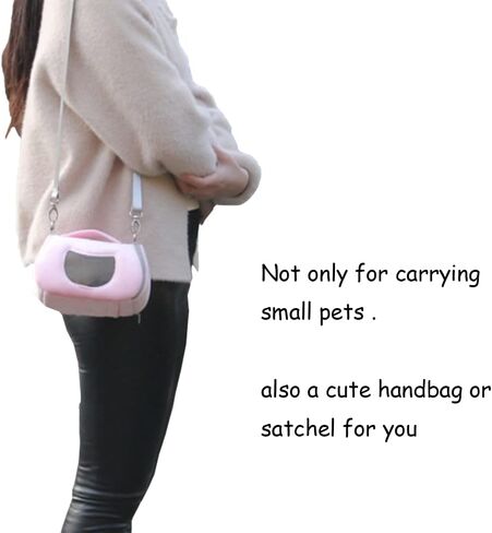 ANIAC Small Pet Carrier Bag with Adjustble Shoulder Strap Hamster Travel cage Breathable Rat Carrier Portable Travel Carrier for Guinea Pig Birds Bearded Dragon Hedgehog (Large, Pink) in Saudi Arabia