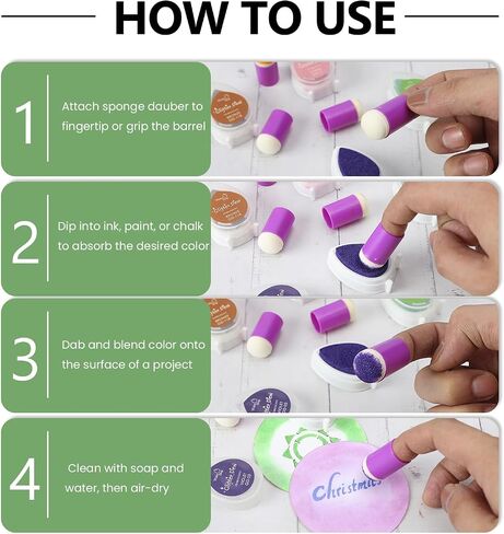 36 Pieces Sponge Daubers W/Storage Case - Perfect for Use with a Variety of Coloring Mediums Such as Ink, Paint, Glue & More - Fits Over The Finger and Makes Blending Accuracy Easier in Saudi Arabia
