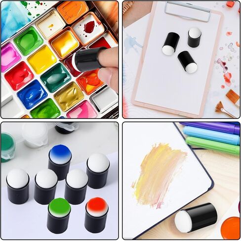 30 PCS Craft Finger Sponge Daubers ، إسفنجية للطلاء Daubers Daubers لإسفنجة لصنع البطاقات حبر ختم الطلاء - الأسود in Kuwait