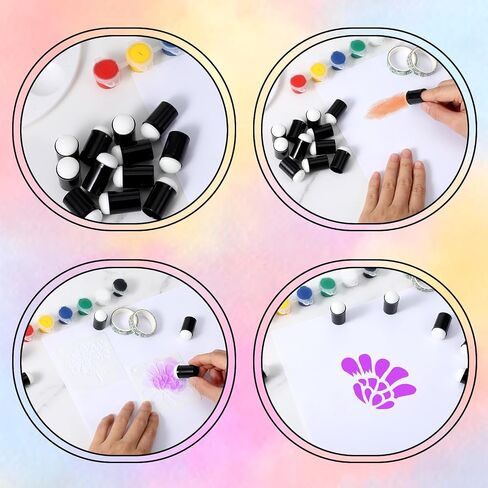 30 PCS Craft Finger Sponge Daubers ، إسفنجية للطلاء Daubers Daubers لإسفنجة لصنع البطاقات حبر ختم الطلاء - الأسود in Kuwait