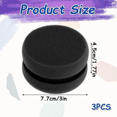 3pcs paint asponge appongator defoulder defeld in-sway sponge black detail incling incling reponges reponding cleant cleanting rabonges for acrylic alo materclor pain in Kuwait