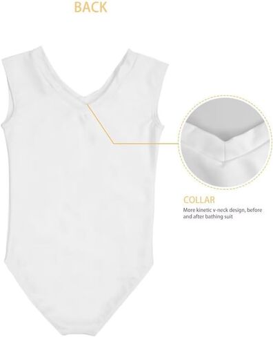 Girl's One-Piece Bathing Suit Sleeveless Swimwear V Neck Gymnastics Dancing Leotards 3-14Y in Kuwait