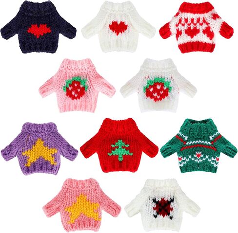 Bencailor 10 Pieces Christmas Doll Clothes Set Clothes Accessories Winter Christmas Outfits Knitted Santa Sweater for Doll Accessories(Classic Style) in Saudi Arabia