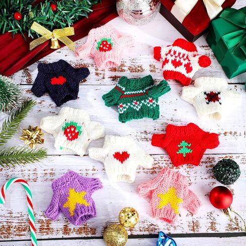 Bencailor 10 Pieces Christmas Doll Clothes Set Clothes Accessories Winter Christmas Outfits Knitted Santa Sweater for Doll Accessories(Classic Style) in Saudi Arabia
