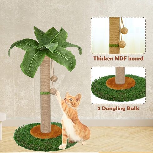 قط خدش القط للقطط الداخلية والقطط - 23.6 بوصة طول القط الخدش منشور مع حبل سيزال ، Palm Tree Scratch Post مع كرة معلقة in Kuwait