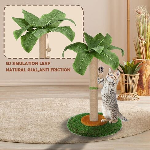قط خدش القط للقطط الداخلية والقطط - 23.6 بوصة طول القط الخدش منشور مع حبل سيزال ، Palm Tree Scratch Post مع كرة معلقة in Kuwait