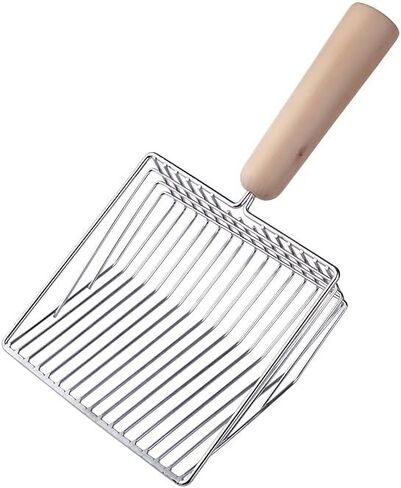 Cat Litter Scoops with Base Bracket, Kitty Scoop, Metal Cat Litter Scoop - Heavy Duty Litter Scooper & Speed Sifter with Comfortable Beech Wood Grip - Heavy Duty and Easy Clean in Kuwait