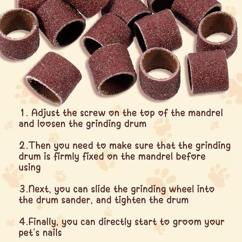 Nail Grinder for Dogs Replacement Kit, 42 Pack Pet Nail Grinder with Sanding Drum Bands Pet Smoother Claw Care Dog Nails Trimmer Tools (1/2 Inch, 80#/120#) in Saudi Arabia