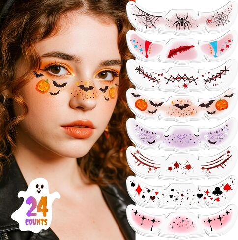 24pcs Halloween Freckles Makeup Patches Face Plitter Speckles ، Halloween Face Face Tattoo Tattoo Freckles ، بقع البقع اللامعة للبالغين والأطفال ، النمش المزيف اللطيف للمهرجان للمهرجان in Kuwait