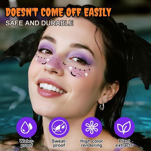 24pcs Halloween Freckles Makeup Patches Face Plitter Speckles ، Halloween Face Face Tattoo Tattoo Freckles ، بقع البقع اللامعة للبالغين والأطفال ، النمش المزيف اللطيف للمهرجان للمهرجان in Kuwait