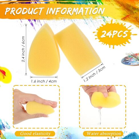 yinkin 24 pcs الطلاء الطلاء الإسفنج البتلة اللوحة الوجه الإسفنج البيضاوي مستلزمات اللوحة الوجه عالية الكثافة للأطفال البالغين in Saudi Arabia