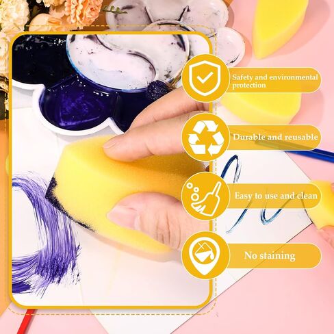 yinkin 24 pcs الطلاء الطلاء الإسفنج البتلة اللوحة الوجه الإسفنج البيضاوي مستلزمات اللوحة الوجه عالية الكثافة للأطفال البالغين in Saudi Arabia