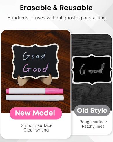 Uniclife 24 Pack Mini Chalkboard Signs for Food, Small Chalkboard Signs with Stands Chalk Markers & Replacement Stickers, Reusable Wooden Labels for Party Buffet Wedding, Blackboard Place Cards, Wavy in Saudi Arabia