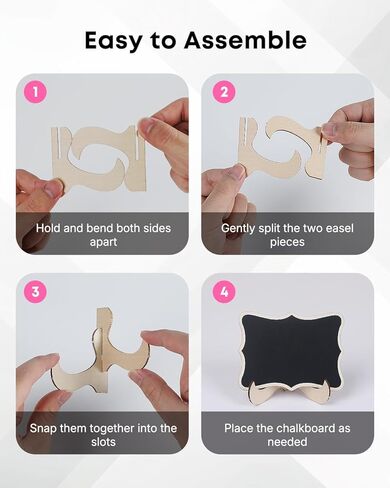 Uniclife 24 Pack Mini Chalkboard Signs for Food, Small Chalkboard Signs with Stands Chalk Markers & Replacement Stickers, Reusable Wooden Labels for Party Buffet Wedding, Blackboard Place Cards, Wavy in Saudi Arabia