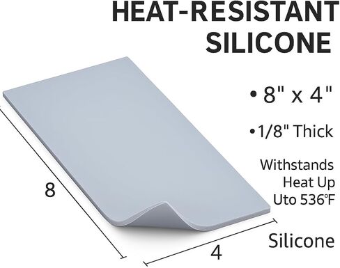 منصات الضغط على قبعة السيليكون-مجموعة من 3 حصيرة من 3/8 "× 4" × 8 "للحصير المضغط على القبعات والأكمام والعناصر الصغيرة | منصات غير قابلة للانزلاق ، مقاومة للحرارة ، مشاريع الفينيل والتسامي. (رمادي) in Kuwait